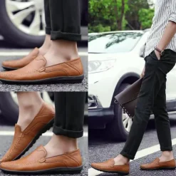 Men's Loafers & Slip-Ons Moccasin Comfort Shoes Casual Outdoor Daily Faux Leather Breathable Loafer Black Brown Spring