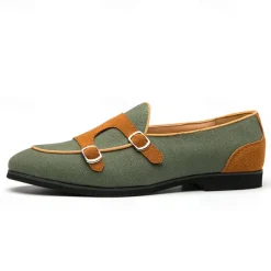 Men's Loafers & Slip-Ons Penny Loafers Suede Nylon Comfortable Slip Resistant Loafer Buckle White Green Color Block