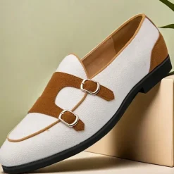 Men's Loafers & Slip-Ons Penny Loafers Suede Nylon Comfortable Slip Resistant Loafer Buckle White Green Color Block