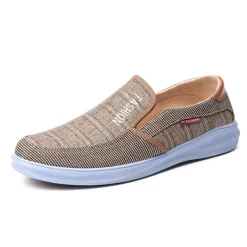 Men's Loafers & Slip-Ons Slip-on Sneakers Walking Classic Casual Outdoor Daily Canvas Breathable Loafer Coffee Gray Striped Spring Fall