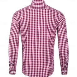Men's Long Sleeve Checkered Bavarian Oktoberfest Shirt for Lederhosen Oktoberfest Traditional Costume Beer Carnival