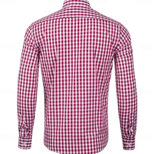 Men's Long Sleeve Checkered Bavarian Oktoberfest Shirt for Lederhosen Oktoberfest Traditional Costume Beer Carnival