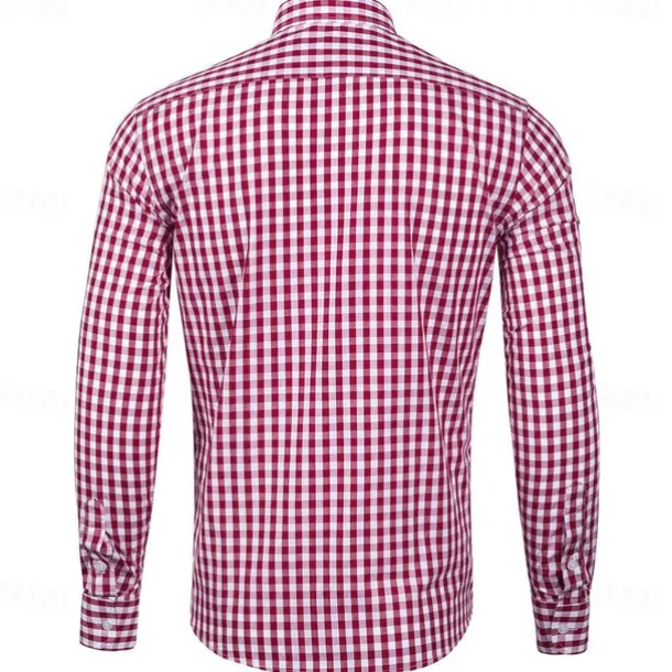Men's Long Sleeve Checkered Bavarian Oktoberfest Shirt for Lederhosen Oktoberfest Traditional Costume Beer Carnival