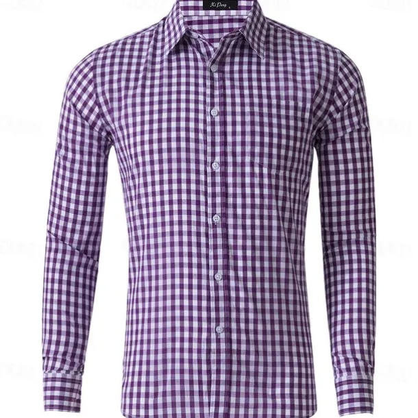 Men's Long Sleeve Checkered Bavarian Oktoberfest Shirt for Lederhosen Oktoberfest Traditional Costume Beer Carnival