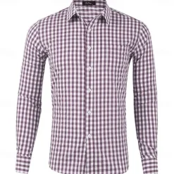 Men's Long Sleeve Checkered Bavarian Oktoberfest Shirt for Lederhosen Oktoberfest Traditional Costume Beer Carnival