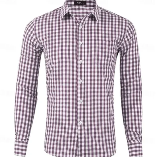 Men's Long Sleeve Checkered Bavarian Oktoberfest Shirt for Lederhosen Oktoberfest Traditional Costume Beer Carnival