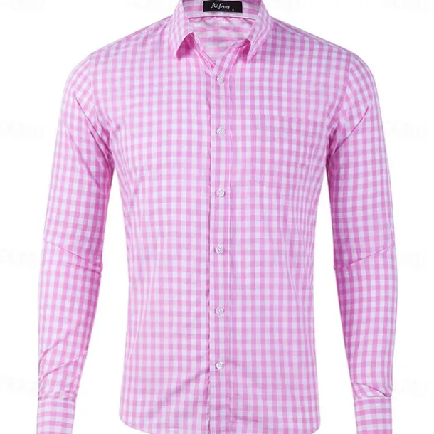 Men's Long Sleeve Checkered Bavarian Oktoberfest Shirt for Lederhosen Oktoberfest Traditional Costume Beer Carnival