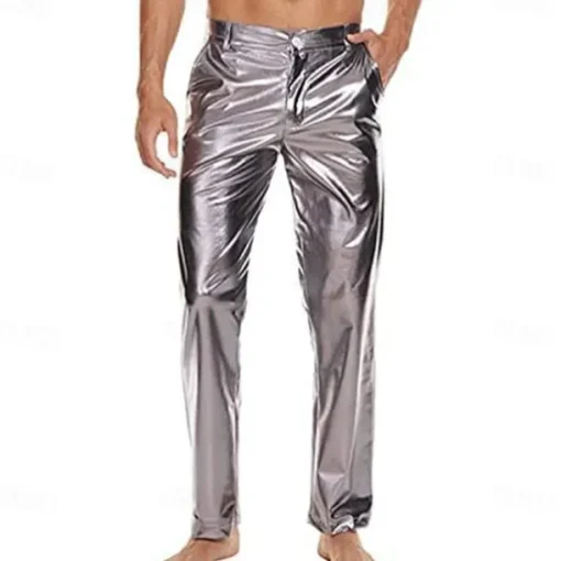 Men's Metallic Shiny Pants Night Club Pants 70s 80s 90s Disco Pant Party Dance Straight Leg Trousers