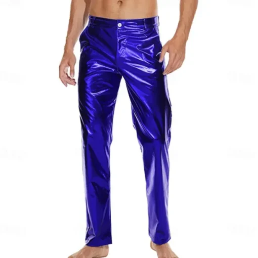 Men's Metallic Shiny Pants Night Club Pants 70s 80s 90s Disco Pant Party Dance Straight Leg Trousers