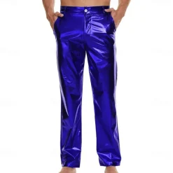 Men's Metallic Shiny Pants Night Club Pants 70s 80s 90s Disco Pant Party Dance Straight Leg Trousers