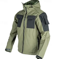 Men's Military Tactical Jacket Combat Jacket Hiking Jacket Outdoor Patchwork Waterproof Windproof Jacket Climbing Camping / Hiking / Caving Traveling Army Green Green Khaki