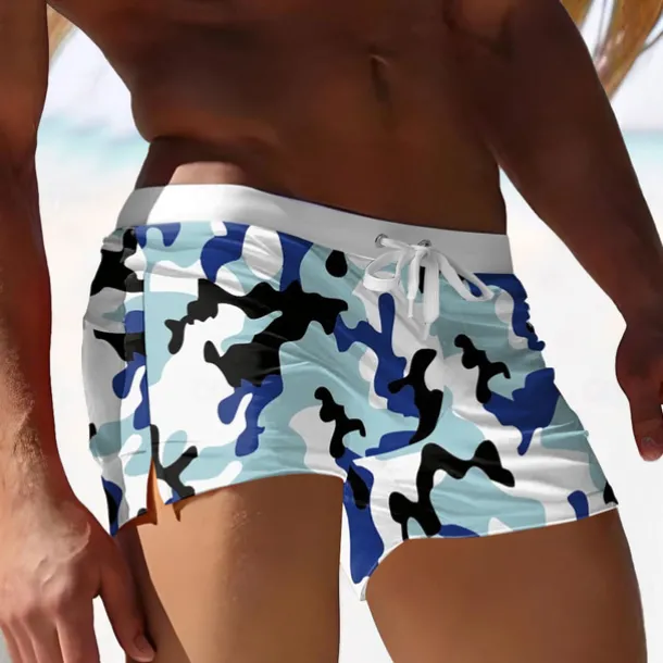 Men's Mixed Color Abstract Art Swim Trunks Swim Shorts Board Shorts Mid Waist 3D Print Hawaiian Surfing Holiday Beach Drawstring with Mesh lining Elastic Waist Designer Clothing Apparel