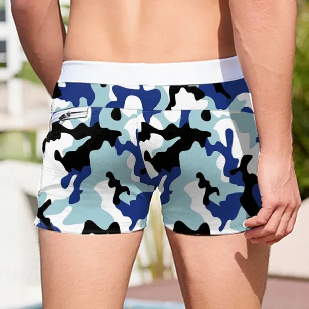 Men's Mixed Color Abstract Art Swim Trunks Swim Shorts Board Shorts Mid Waist 3D Print Hawaiian Surfing Holiday Beach Drawstring with Mesh lining Elastic Waist Designer Clothing Apparel