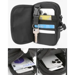 Men's Multi-Functional Crossbody Utility Pouch – Compact Waterproof Sling Bag with Adjustable Strap, Secure Phone Pocket, and Key Clip for Travel, Hiking, and Everyday Use