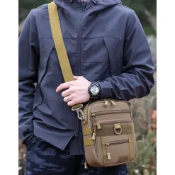 Men's Multifunctional Digital Camouflage Shoulder Bag with Multiple Pockets - Tactical Style for Outdoor Enthusiasts Hiking, Traveling and Daily Use White Black Green
