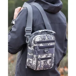 Men's Multifunctional Digital Camouflage Shoulder Bag with Multiple Pockets - Tactical Style for Outdoor Enthusiasts Hiking, Traveling and Daily Use White Black Green