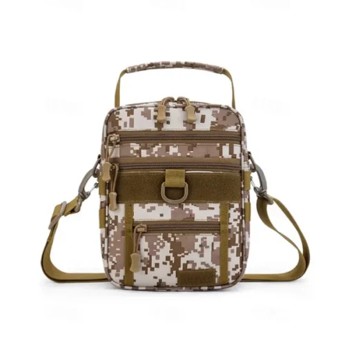 Men's Multifunctional Digital Camouflage Shoulder Bag with Multiple Pockets - Tactical Style for Outdoor Enthusiasts Hiking, Traveling and Daily Use White Black Green