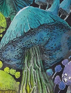 Men's Mushroom Winter Coat Fleece Jacket Coat Warm Breathable Comfortable Abstract Hippie Sports & Outdoor Daily Wear Going out Zipper Pocket Print Fall & Winter Hoodie Long Sleeve Blue