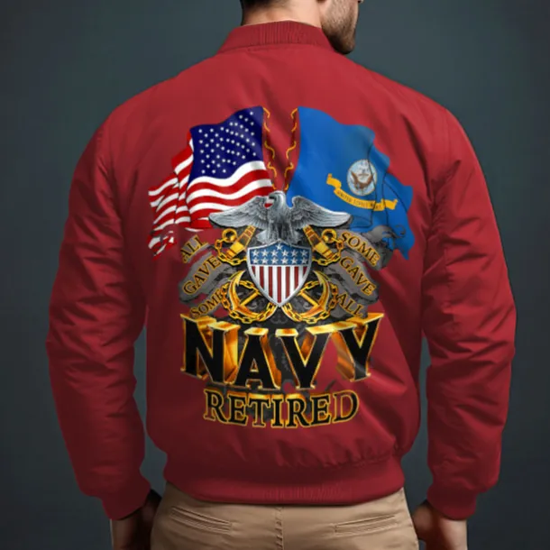 Men's National Flag Bomber Jacket Coat Outdoor Sports Vintage Casual Daily Wear Vacation Going out Printing Denim Fall & Winter Standing Collar Long Sleeve Black Red Army Green