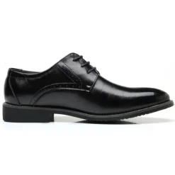 Men's Navy Blue Faux Leather Oxford Shoes – Stylish Lace-Up Design for Business and Formal Wear