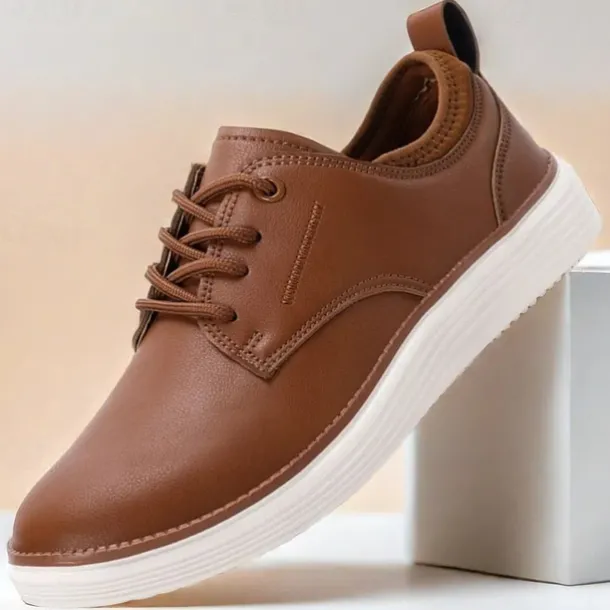 Men's Navy Blue Leather Oxford Shoes – Classic Lace-Up Dress Shoes for Business & Formal Events