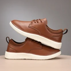 Men's Navy Blue Leather Oxford Shoes – Classic Lace-Up Dress Shoes for Business & Formal Events