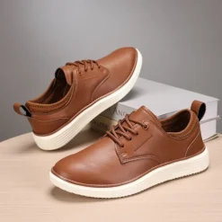 Men's Navy Blue Leather Oxford Shoes – Classic Lace-Up Dress Shoes for Business & Formal Events