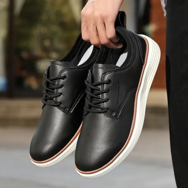 Men's Navy Blue Leather Oxford Shoes – Classic Lace-Up Dress Shoes for Business & Formal Events