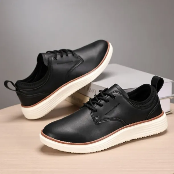 Men's Navy Blue Leather Oxford Shoes – Classic Lace-Up Dress Shoes for Business & Formal Events