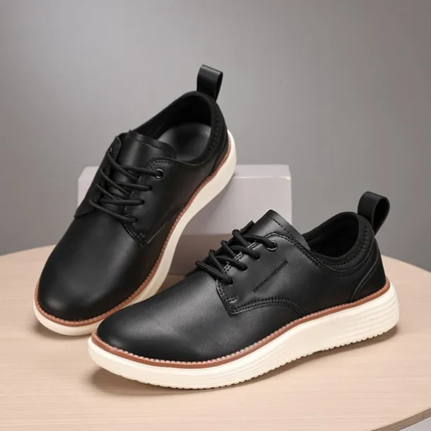 Men's Navy Blue Leather Oxford Shoes – Classic Lace-Up Dress Shoes for Business & Formal Events