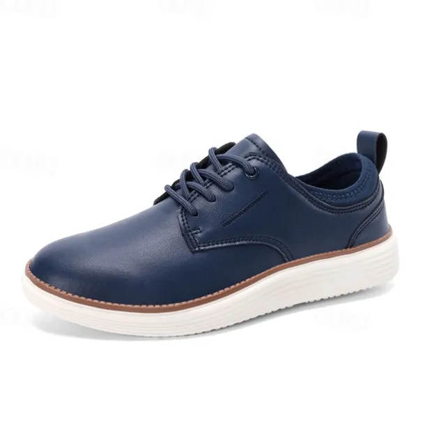 Men's Navy Blue Leather Oxford Shoes – Classic Lace-Up Dress Shoes for Business & Formal Events