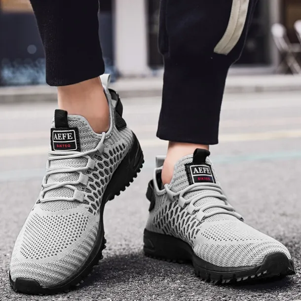 Men's Neon Green Breathable Athletic Sneakers – Lightweight Mesh Running Shoes with Cushioned Sole