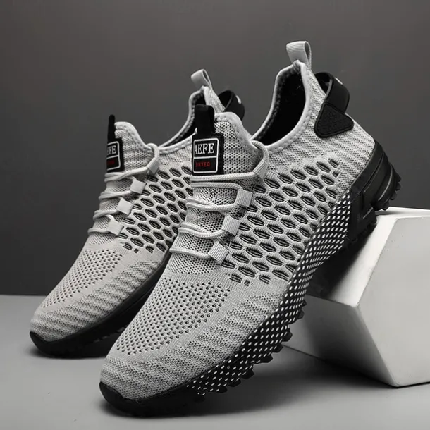 Men's Neon Green Breathable Athletic Sneakers – Lightweight Mesh Running Shoes with Cushioned Sole