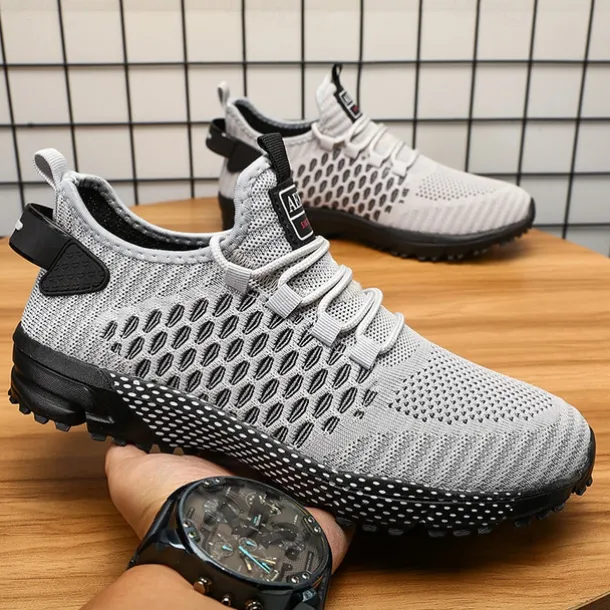 Men's Neon Green Breathable Athletic Sneakers – Lightweight Mesh Running Shoes with Cushioned Sole