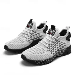 Men's Neon Green Breathable Athletic Sneakers – Lightweight Mesh Running Shoes with Cushioned Sole