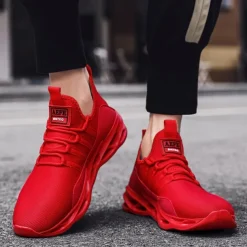 Men's Neon Green Breathable Mesh Athletic Sneakers with Hollow Out Sole - Lightweight Running and Sports Shoes for Gym, Training, and Casual Wear