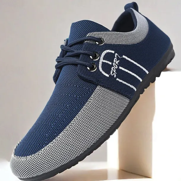Men's Nylon Casual Slip-On Shoes with Contrasting Textures - Perfect for Daily Wear and Leisure Activities