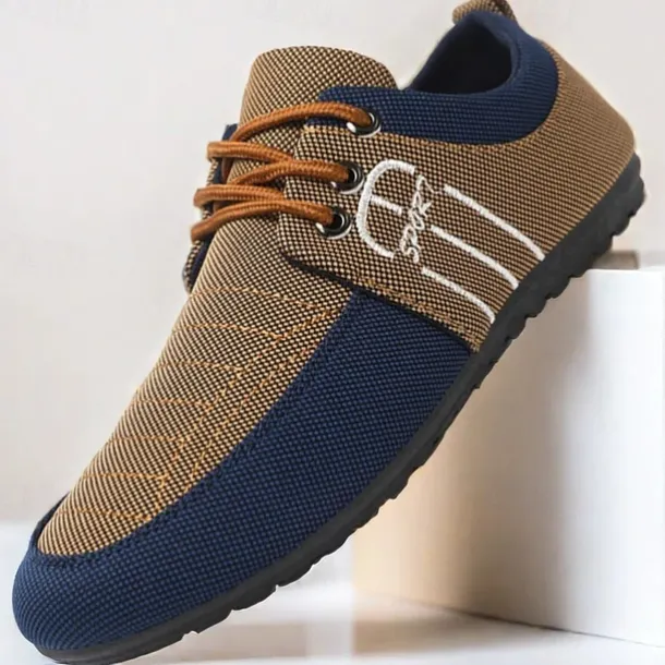 Men's Nylon Casual Slip-On Shoes with Contrasting Textures - Perfect for Daily Wear and Leisure Activities