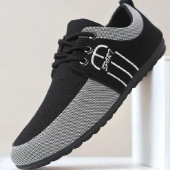 Men's Nylon Casual Slip-On Shoes with Contrasting Textures - Perfect for Daily Wear and Leisure Activities