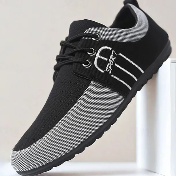 Men's Nylon Casual Slip-On Shoes with Contrasting Textures - Perfect for Daily Wear and Leisure Activities