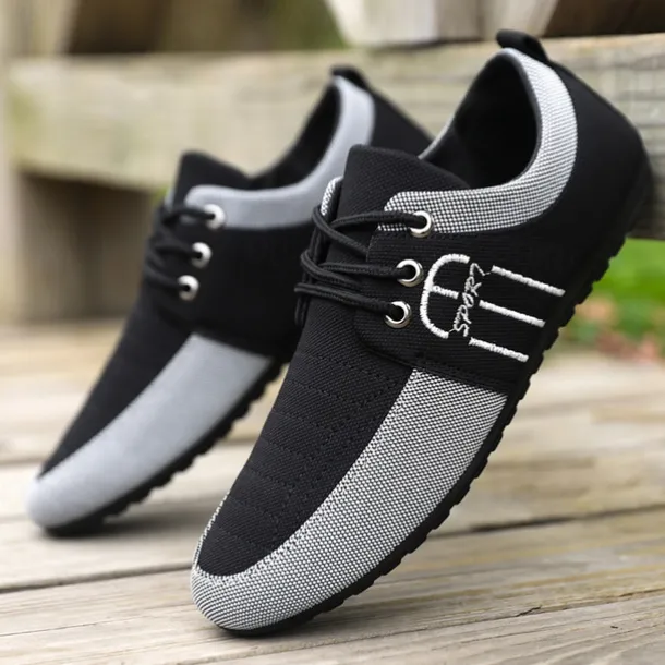 Men's Nylon Casual Slip-On Shoes with Contrasting Textures - Perfect for Daily Wear and Leisure Activities