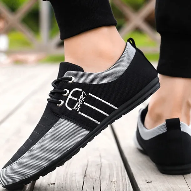 Men's Nylon Casual Slip-On Shoes with Contrasting Textures - Perfect for Daily Wear and Leisure Activities