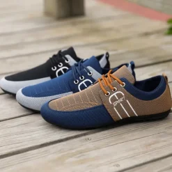 Men's Nylon Casual Slip-On Shoes with Contrasting Textures - Perfect for Daily Wear and Leisure Activities