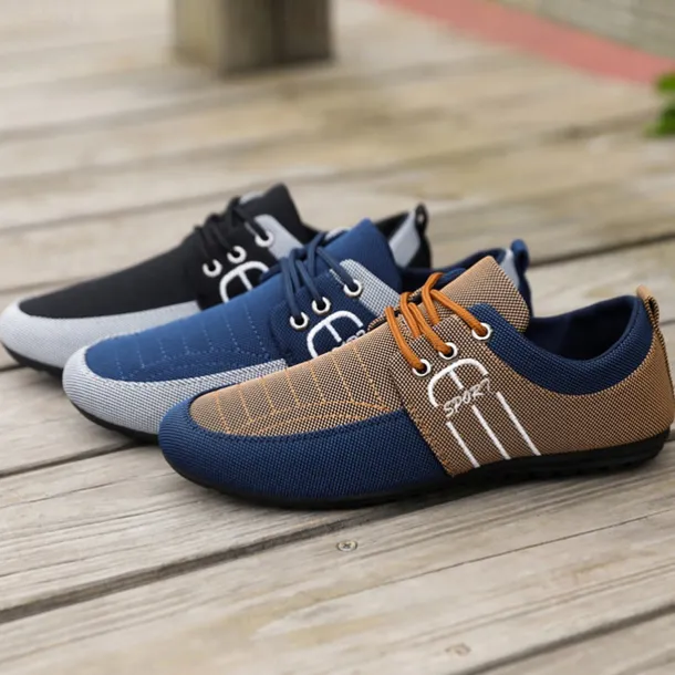 Men's Nylon Casual Slip-On Shoes with Contrasting Textures - Perfect for Daily Wear and Leisure Activities