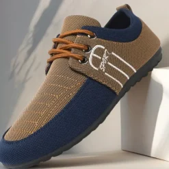 Men's Nylon Casual Slip-On Shoes with Contrasting Textures - Perfect for Daily Wear and Leisure Activities