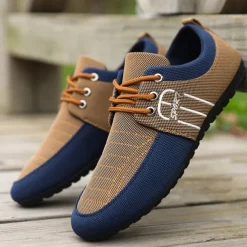 Men's Nylon Casual Slip-On Shoes with Contrasting Textures - Perfect for Daily Wear and Leisure Activities