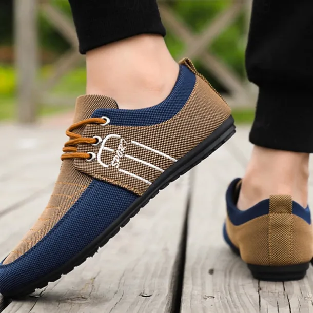 Men's Nylon Casual Slip-On Shoes with Contrasting Textures - Perfect for Daily Wear and Leisure Activities