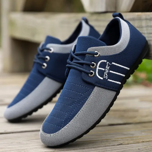Men's Nylon Casual Slip-On Shoes with Contrasting Textures - Perfect for Daily Wear and Leisure Activities