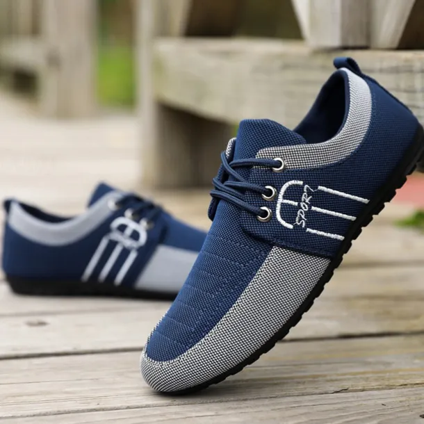 Men's Nylon Casual Slip-On Shoes with Contrasting Textures - Perfect for Daily Wear and Leisure Activities