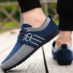 Men's Nylon Casual Slip-On Shoes with Contrasting Textures - Perfect for Daily Wear and Leisure Activities